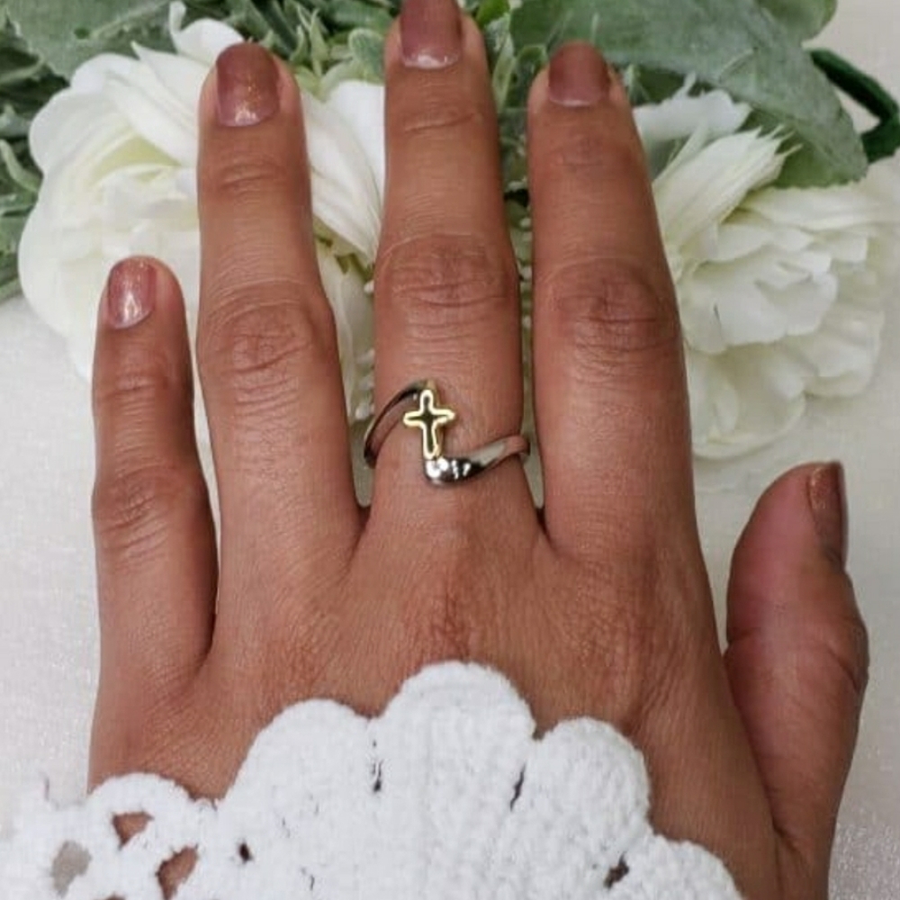 🥰 GOLD CROSS RING - Picture 3 of 4